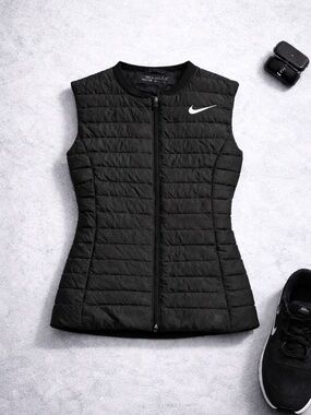 Nike Black Quilted Lightweight Puffer Vest Golf style